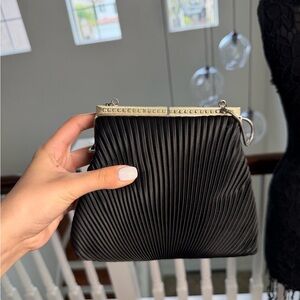 Chic Black Pleated Wristlet